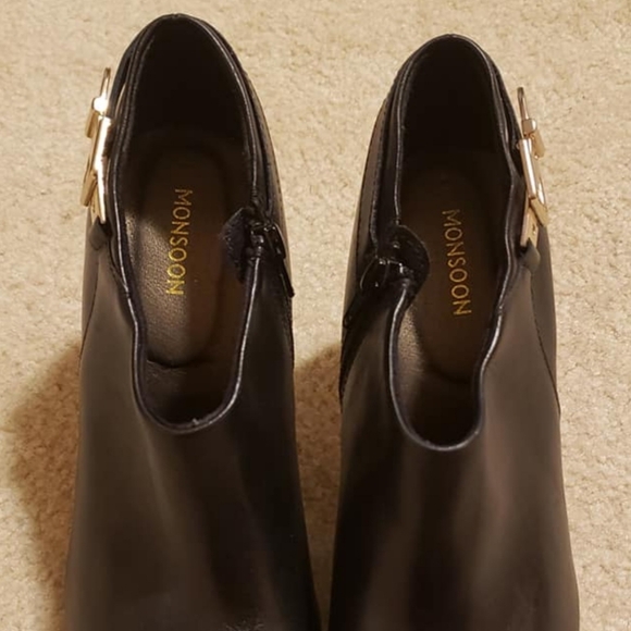 Monsoon Black Leather Heel Ankle Bootie - Picture 3 of 3